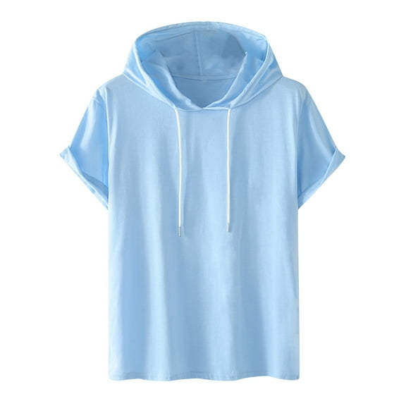 cfhntfmh Men's Short Sleeve Hoodies Big and Talls Casual Drawstring Pullover Shirts Basic Solid Color Clothes