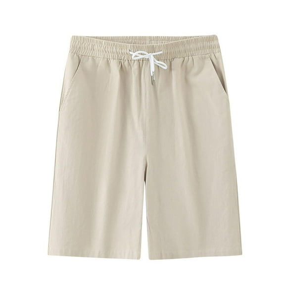 cfhntfmh Men's Shorts Casual Summer Beach Shorts Elastic Waist Drawstring Vacation Shorts with Pockets Wide Leg Short Pant