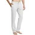 thumbnail image 1 of cfhntfmh Men's Slim Fit Linen Dress Pants Casual Lightweight Summer Beach Trousers Business Straight Leg Pants(White,X-Large), 1 of 6