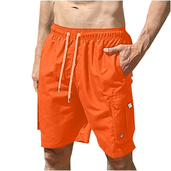 cfhntfmh Men's Stretch Shorts Casual Classic Fit Drawstring Summer Beach Vacation Shorts with Side Pockets Trunk Shorts for Men