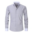 thumbnail image 1 of cfhntfmh Men's Striped Dress Shirts Business Casual Formal Shirts Stretch Regular Fit Slim Tshirts Button down Shirt(Gray 1,X-Large), 1 of 6