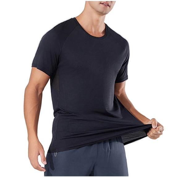 cfhntfmh Men's Summer Running T-Shirts Quick Dry Athletic Workout Shirts Gym Tee Tops Short-Sleeve Performance Tops