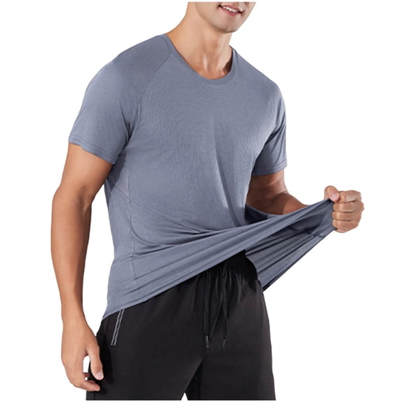 cfhntfmh Men's Summer Running T-Shirts Quick Dry Athletic Workout Shirts Gym Tee Tops Short-Sleeve Performance Tops