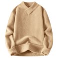 thumbnail image 1 of cfhntfmh Men's Sweaters Comfy Fuzzy Long Sleeve V Neck Knitted Pullover Tops Winter Fall Warm Baggy Plain Basic Sweaters, 1 of 1
