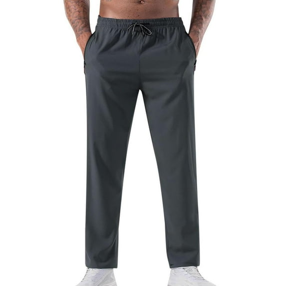 cfhntfmh Men's Sweatpants with Zipper Pockets Tapered Joggers for Men Athletic Pants for Workout Jogging Running(Gray,X-Small)