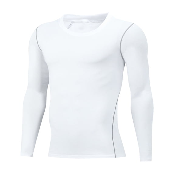 cfhntfmh Men's Workout Gym Shirt Long Sleeve Athletic Running T-Shirts Top Sport Baselayer Undershirt Breathable Clothes(White,X-Large)