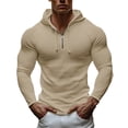 thumbnail image 1 of cfhntfmh Men's Workout Sweatshirts Long Sleeve Muscle Athletic Gym Hoodies Pullover Quarter Zip Slim Fitted Pullover Shirts（Khaki,XX-Large), 1 of 7