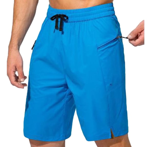 cfhntfmh Mens Baggy Shorts Stretchy Knee Length Athletic Shorts with Zip Pocket Loose Fit Outdoor Hiking Casual Shorts