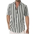 thumbnail image 1 of cfhntfmh Mens Button down Short Sleeve Shirts Trendy Stripe Printed Summer Lapel Shirts Big and Talls Beach Blouse, 1 of 4