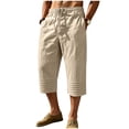 thumbnail image 1 of cfhntfmh Mens Capri Pants Wide Leg Loose Fit Elastic Waist Pants Lightweight Drawstring Beach Pants with Pockets (Khaki,XX-Large), 1 of 7