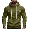 thumbnail image 1 of cfhntfmh Mens Cargo Hoodies Long Sleeve Fleece Heavyweight Hoodie Thick Thermal Pullover Warm Sweatshirt Winter Clothes, 1 of 7