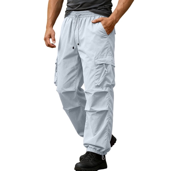 cfhntfmh Mens Cargo Jogger Pants Lightweight Sun Protection Outdoor Pants Casual Drawstring Hiking Workout Pants with Pockets (Blue,XX-Large)