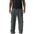 thumbnail image 1 of cfhntfmh Mens Cargo Pants Drawstring Casual Hiking Pants Joggers Athletic Trousers Loose Straight Sweatpants for Men（Gray,X-Large), 1 of 6
