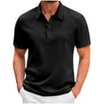 thumbnail image 1 of cfhntfmh Mens Casual Shirts Comfy V Neck Collared Buttons Basic T-Shirts Summer Stretch Short Sleeve Solid Color Knitted Tops, 1 of 6