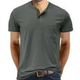 thumbnail image 1 of cfhntfmh Mens Casual Shirts Soft Stretch Short Sleeve Summer T-Shirts Fashion Buttons Crewneck Basic Tops with Pockets, 1 of 5