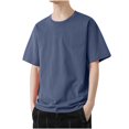 thumbnail image 1 of cfhntfmh Mens Cotton T-Shirt Short-Sleeve Summer Casual Comfort Round Neck Tees Summer Breathable Solid Tops, 1 of 5