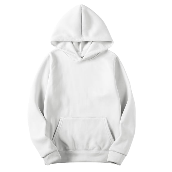 cfhntfmh Mens Fleece Hoodie Winter Warm Pullover Long Sleeve Sherpa Lined Hooded Sweatshirt with Pocket Fall Trendy Basic Pullover(White,X-Large)