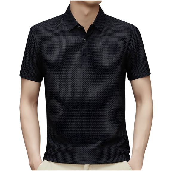 cfhntfmh Mens Golf Shirt Casual Soft Business Work T-Shirts Quick Dry Breathable Collared Short Sleeve Button Tshirts Basic Tee