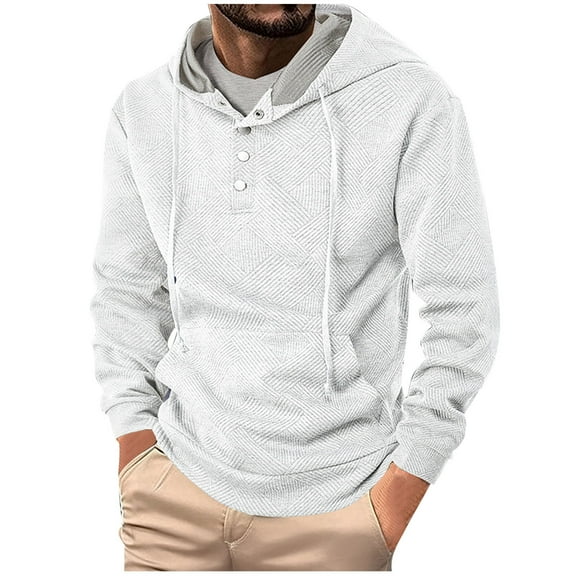 cfhntfmh Mens Henley Pullover Long Sleeve Lightweight Hoodie Sweatshirt with Pocket Casual Athletic Outfits