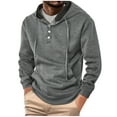 thumbnail image 1 of cfhntfmh Mens Henley Pullover Long Sleeve Lightweight Hoodie Sweatshirt with Pocket Casual Athletic Outfits, 1 of 7