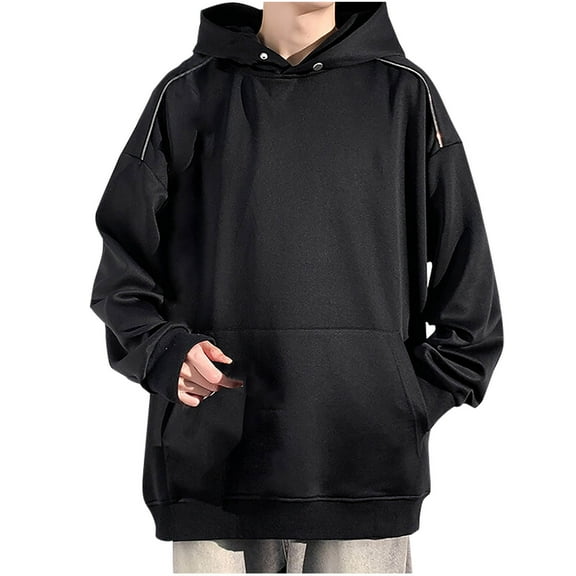 cfhntfmh Mens Hoodie Sweatshirt Loose Fit Fashion Pullover Hoodie Casual Long Sleeve Hooded Sweatshirt with Pocket（Black,XX-Large)