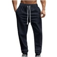 thumbnail image 1 of cfhntfmh Mens Jogger Sweatpants Athletic Warm Pants Workout Gym Running Pants Cinch Bottom Winter Trouser with Pockets（Navy,Medium), 1 of 7