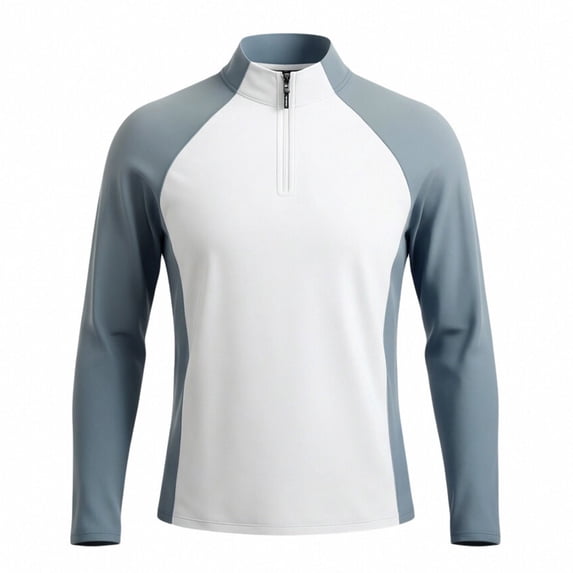 cfhntfmh Mens Long Sleeve Athletic Shirts 1/4 Zip Pullover Sun Protection Rash Guard Outdoor Running T-Shirts (White,X-Large)