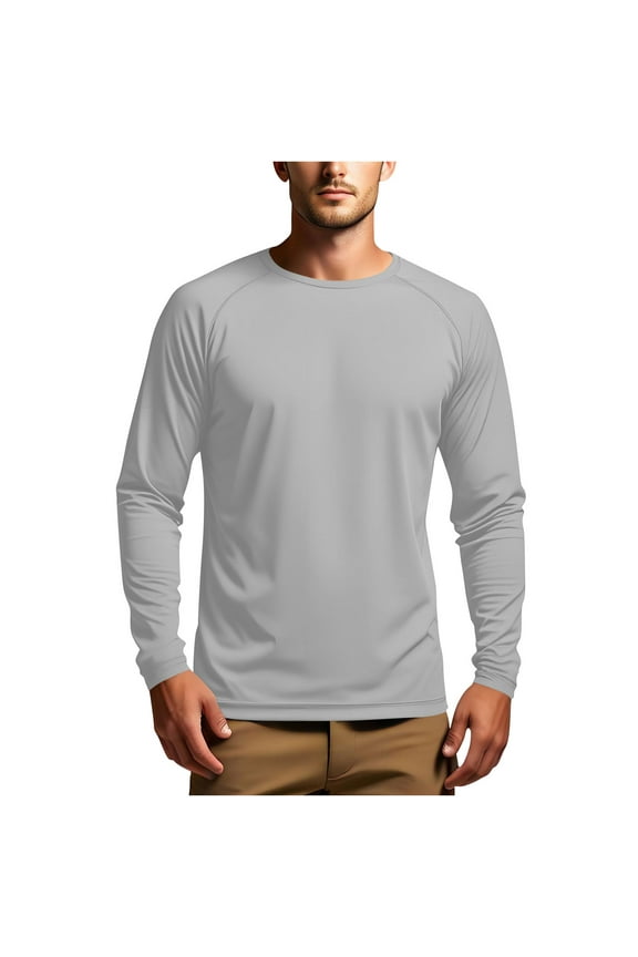 Mens Long Sleeve Workout Athletic T Shirt Quick Dry Running Classic Tee Shirts Basci Sun Protection T-Shirts for Summer