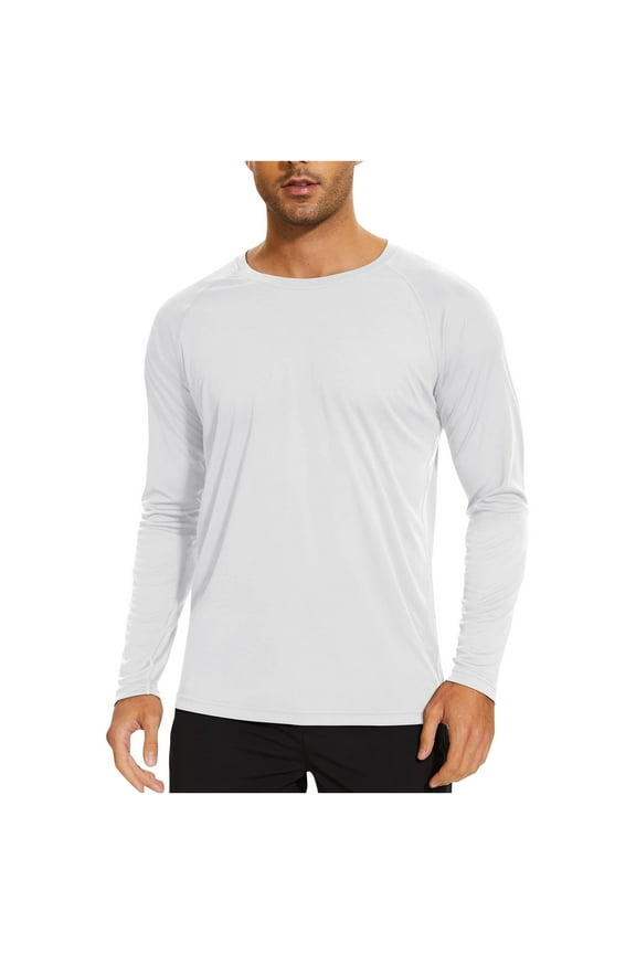 Mens Long Sleeve Workout Athletic T Shirt Quick Dry Running Classic Tee Shirts Basci Sun Protection T-Shirts for Summer