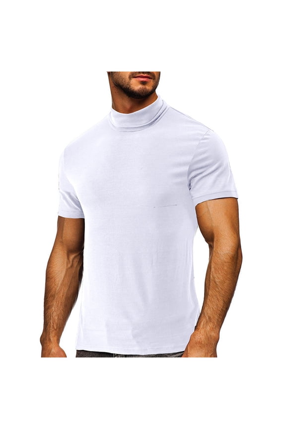 Mens Mock Turtleneck T Shirts Big and Talls Short Sleeve Base Layer Tops Basic Solid Solid Undershirts