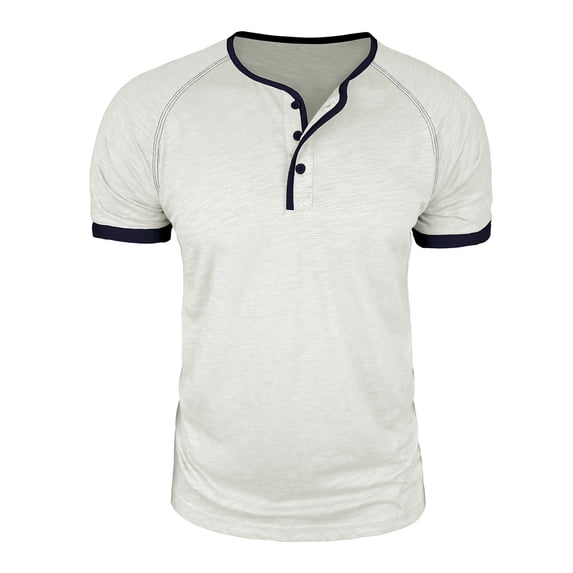 cfhntfmh Mens Muscle Slim Henley Shirts Lightweight Workout T-Shirt Gym Tee Athletic Short Sleeve Top with Button