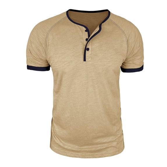 cfhntfmh Mens Muscle Slim Henley Shirts Lightweight Workout T-Shirt Gym Tee Athletic Short Sleeve Top with Button