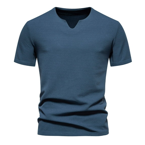 cfhntfmh Mens Muscle Slim T Shirt V-Neck Solid Color Henley Shirt Summer Basic Tops Gym Workout Athletic Tee Shirts