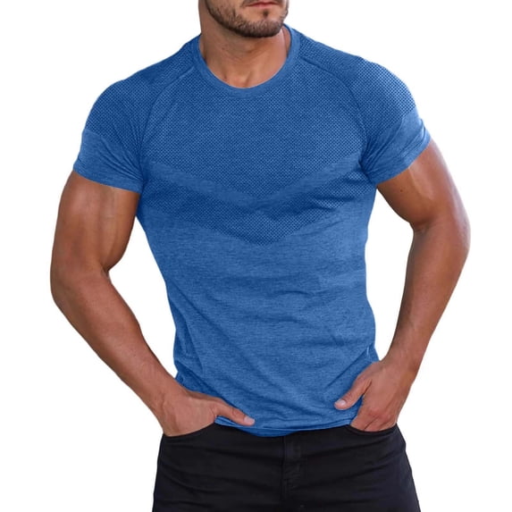 cfhntfmh Mens Muscle T Shirts Casual Short Sleeve Breathable Tee Shirts Slim Fit Workout T-Shirt Basic Summer Gym Tops