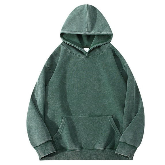 cfhntfmh Mens Oversized Hoodies Trendy Baggy Solid Color Vintage Hoodie Pullover Streetwear Sweatshirts Hoodies for Men（Green,X-Large)