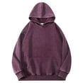 thumbnail image 1 of cfhntfmh Mens Oversized Hoodies Trendy Baggy Solid Color Vintage Hoodie Pullover Streetwear Sweatshirts Hoodies for Men（Purple,X-Large), 1 of 6