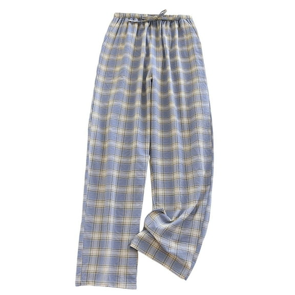 cfhntfmh Mens Pajama Pants Cotton Plaid Sleep Lounge Pants Pj Bottoms with Pockets Wide Leg Soft Comfy Sleepwear