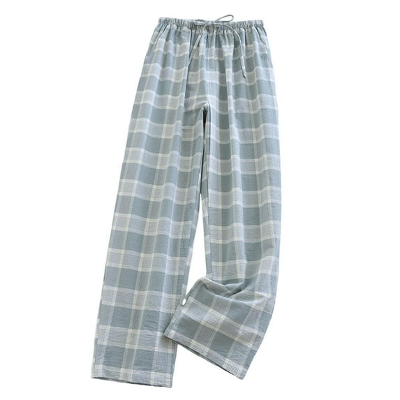 cfhntfmh Mens Pajama Pants Cotton Plaid Sleep Lounge Pants Pj Bottoms with Pockets Wide Leg Soft Comfy Sleepwear