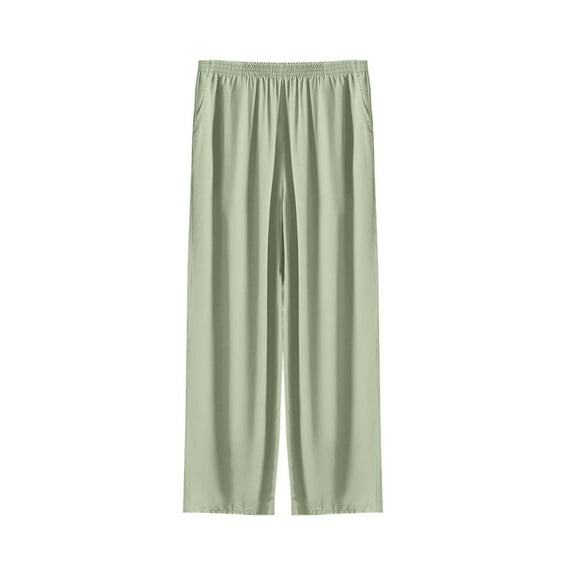 cfhntfmh Mens Pajama Pants Elastic Waisted Sleep Lounge Bottoms Soft Comfy Wide Straight Leg Long Pj Pant Sleepwear with Pockets