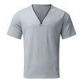 thumbnail image 1 of cfhntfmh Mens Quarter Zip Shirts Ribbed Knit Textured Casual Short Sleeve Shirt Lightweight V Neck Golf Tops Classic Tee, 1 of 5