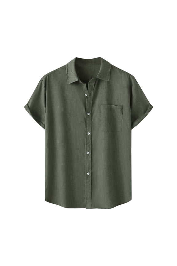 Mens Short Sleeve Button down Shirts with Pocket Vintage Mens Work Shirt Mens Casual Shirts with Stretch