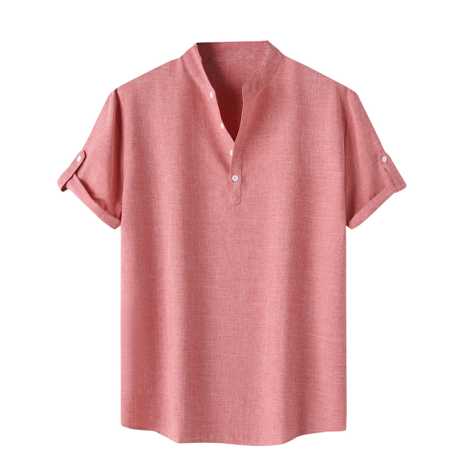 cfhntfmh Mens Short Sleeve T-Shirts Casual Solid Button up Shirts ...