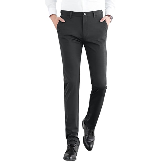 cfhntfmh Mens Straight Leg Pants Loose Casual Business Pants Fashion Work Office Dress Pants with Pockets (Black,)