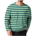 thumbnail image 1 of cfhntfmh Mens Striped Long Sleeved T-Shirt Big and Tall Spring Casual T-Shirt Fall Fashion Pullover Crew Neck Basic Tee Shirt(Green,Large), 1 of 5