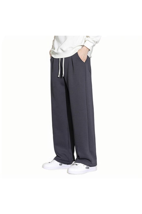 Mens Sweatpants Loose Elastic Waisted Baggy Straight Leg Casual Pants Open Bottom Lounge Pants with Pockets