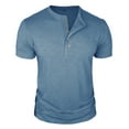 thumbnail image 1 of cfhntfmh Mens T-Shirts Short Sleeve Button Casual Basic Tees Summer Henley Shirts Lightweight Stretch Top Work Clothes(Sky Blue,3X-Large), 1 of 7