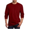 thumbnail image 1 of cfhntfmh Mens T-Shirts Trendy Classic Workout Tops Crew Neck Long Sleeve Baggy Shirts Big and Tall Clothes (Wine,Large), 1 of 5