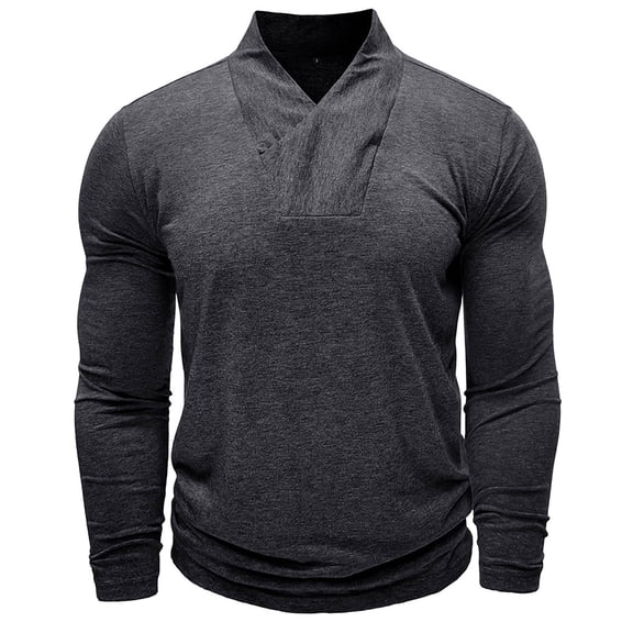 cfhntfmh Mens Thermal Shirts Long Sleeve Slim Fit Lightweight Casual Shirts Workout T-Shirt Collared V Neck Pullover