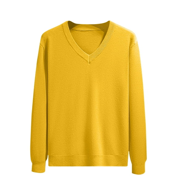 cfhntfmh Mens V Neck Sweaters Fashion Long Sleeve Knit Pullover Shirts Casual Comfy Plain Sweaters for Fall Winter