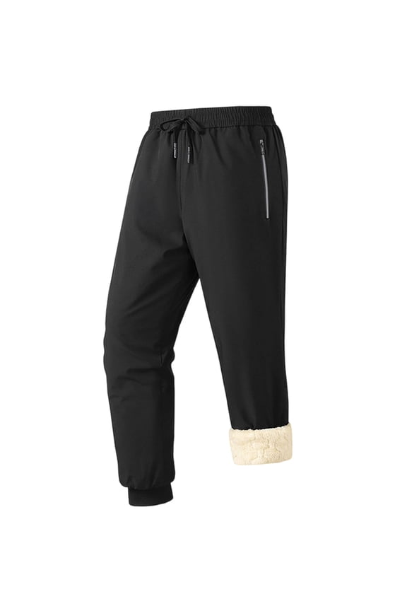 Mens Winter Warm Sherpa Lined Sweatpants Fleece Workout Pants Active Thermal Joggers with Zipper Pockets(Black,3X-Large)